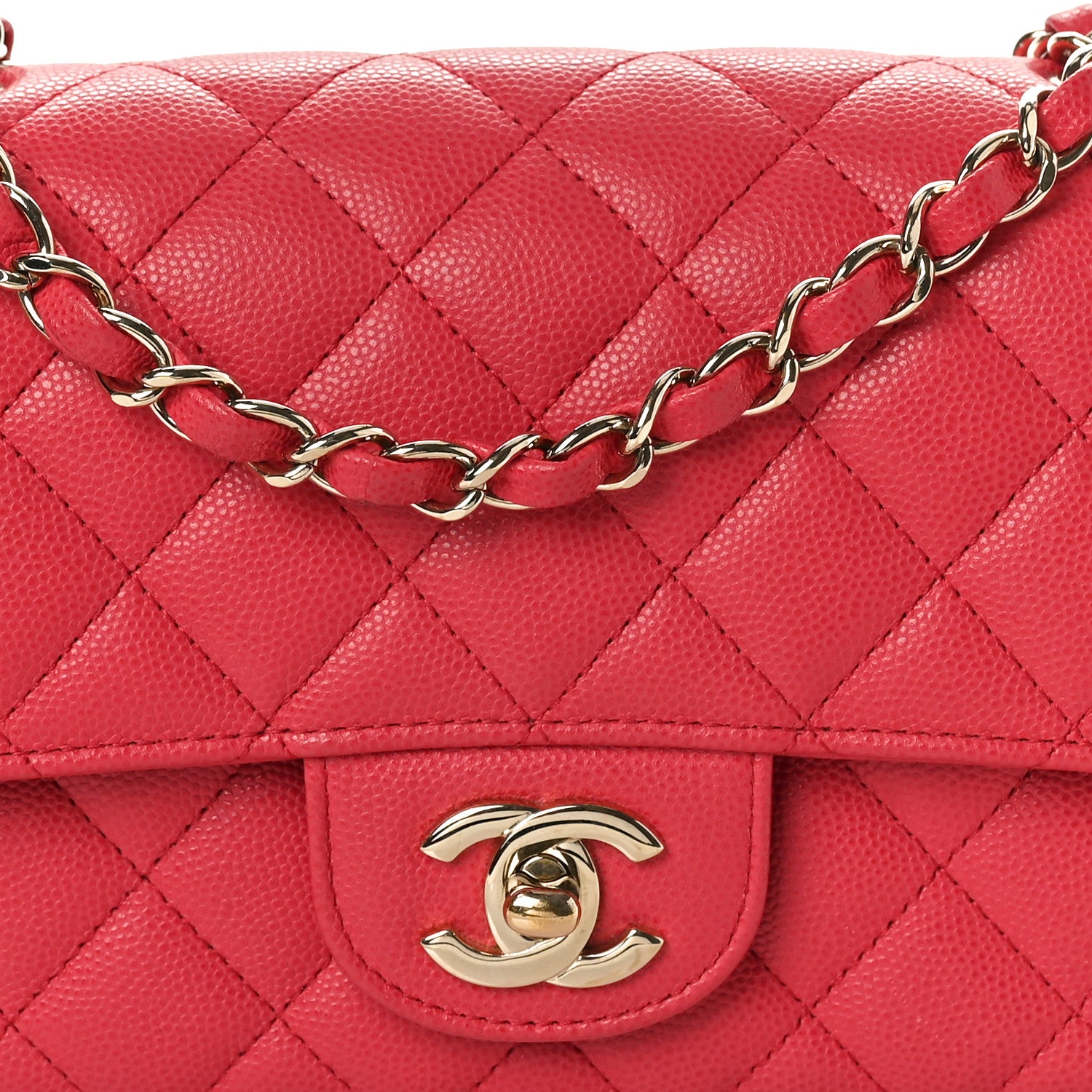 Chanel Caviar Quilted Mini Rectangular Flap Dark Pink 8 of 10