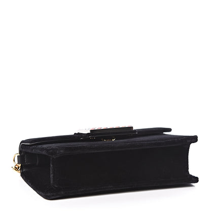 Gucci Velvet Crystal Square G Shoulder Bag Black 4 of 10