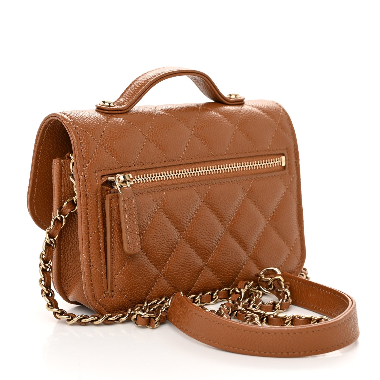 Chanel Caviar Quilted Business Affinity Clutch With Chain Flap Camel 3 of 11