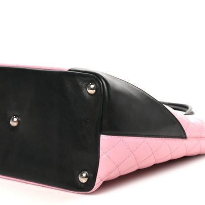 Chanel Calfskin Quilted Large Cambon Tote Pink Black 10 of 10