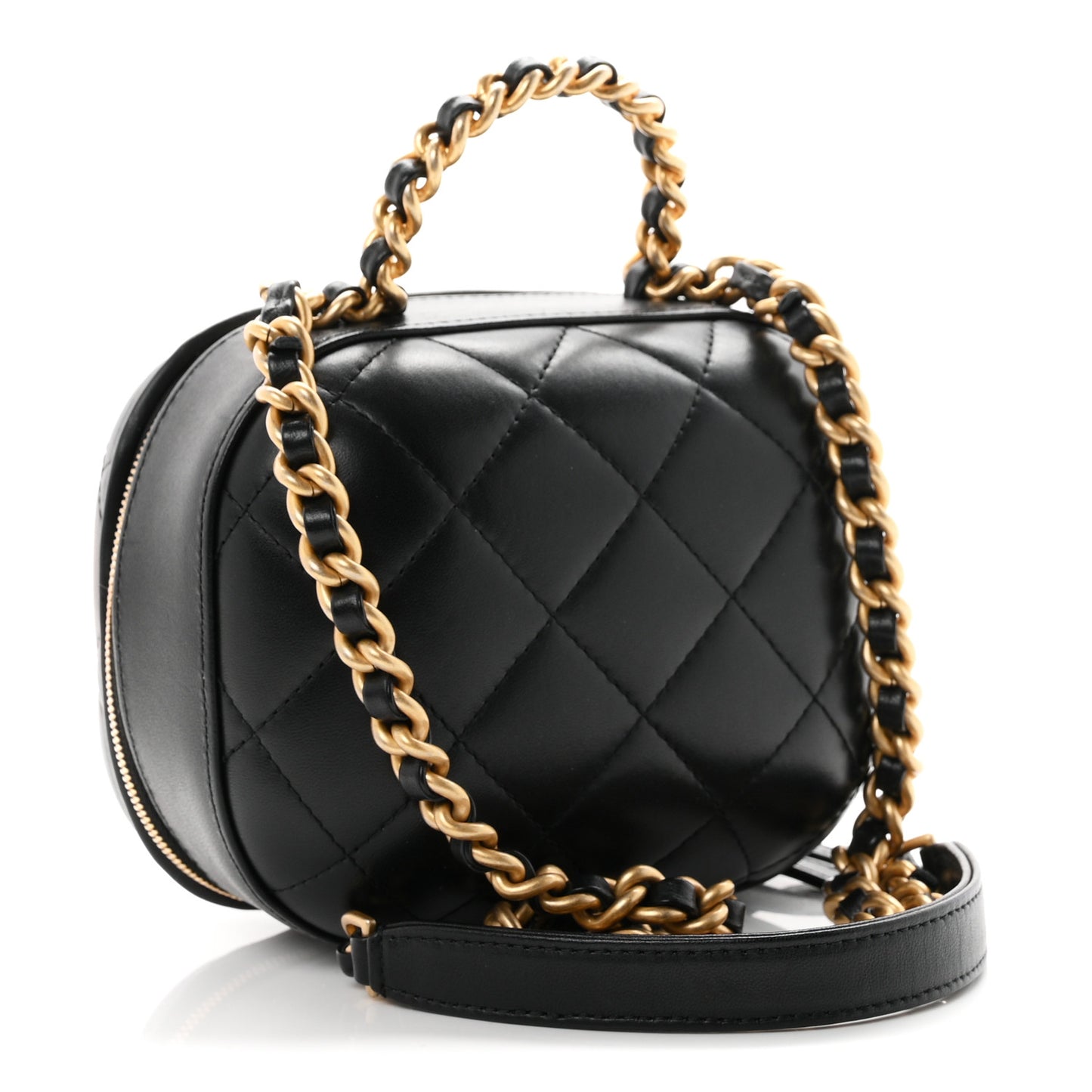 Lambskin Quilted CC Bubble Vanity Case With Chain Black