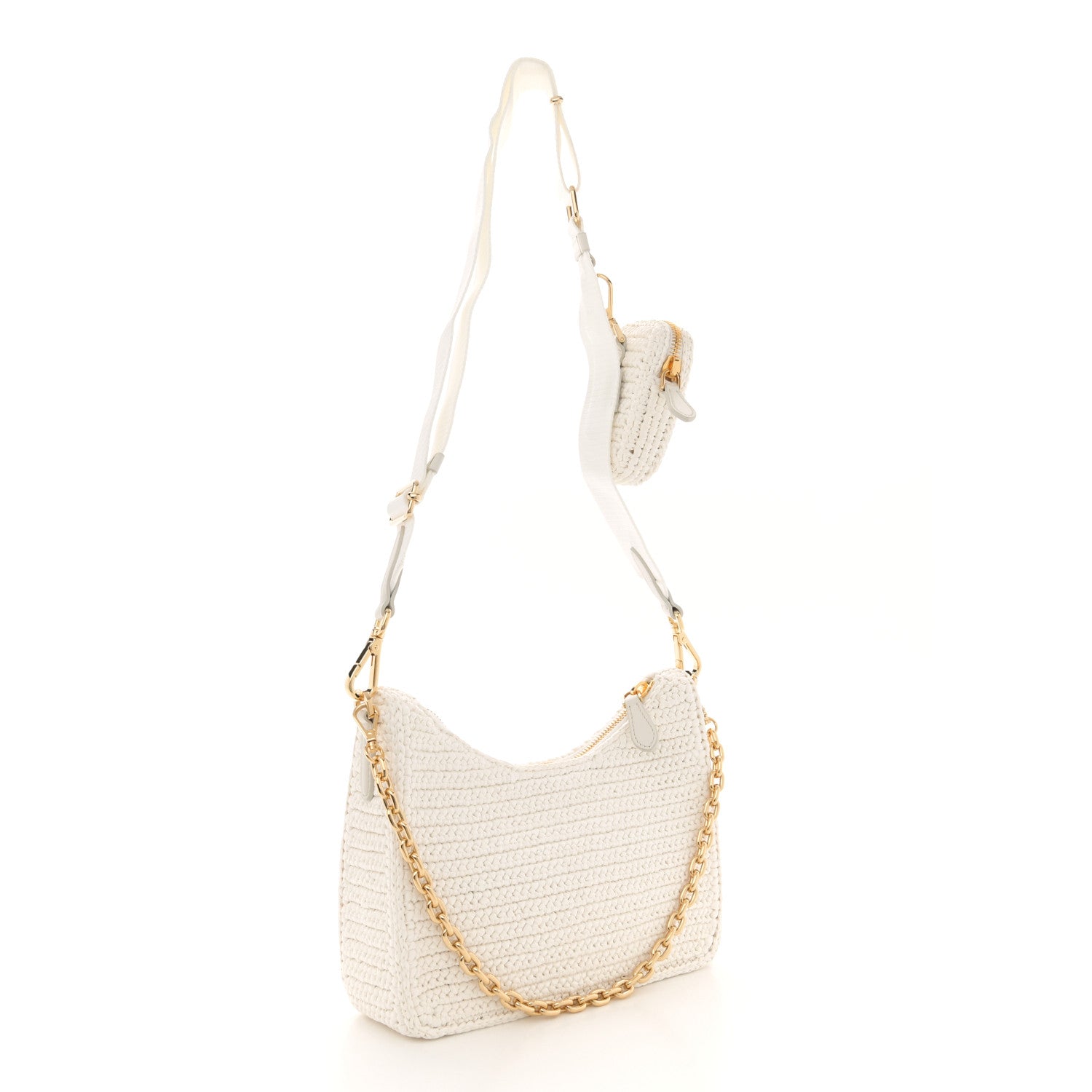 Prada Yarn Raffia Effect Crochet Re-Edition 2005 Shoulder Bag White 3 of 10