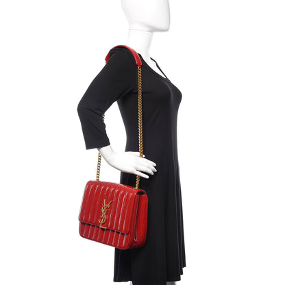 Saint Laurent Patent Calfskin Matelasse Monogram Medium Vicky Chain Bag Rouge Eros 2 of 11
