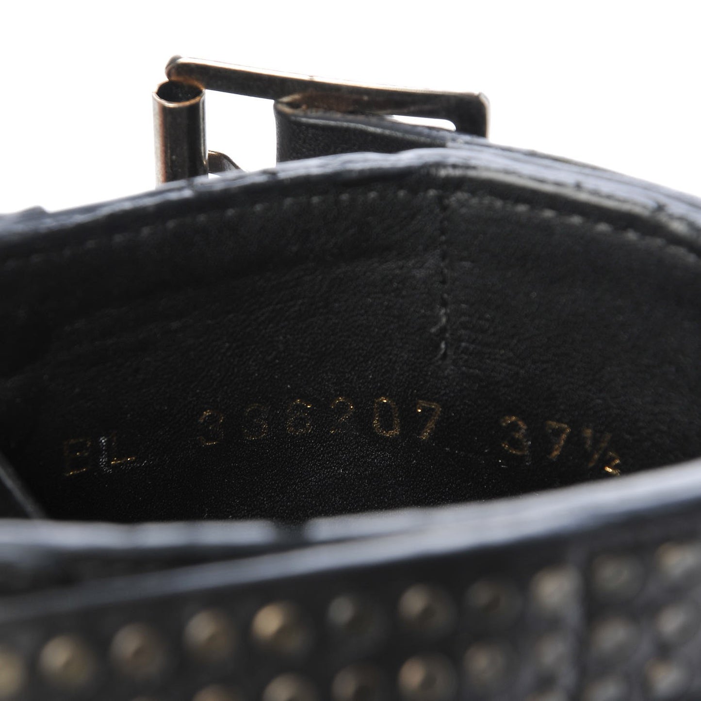 Smooth Calfskin Studded Strap Ranger Boots 37.5 Black
