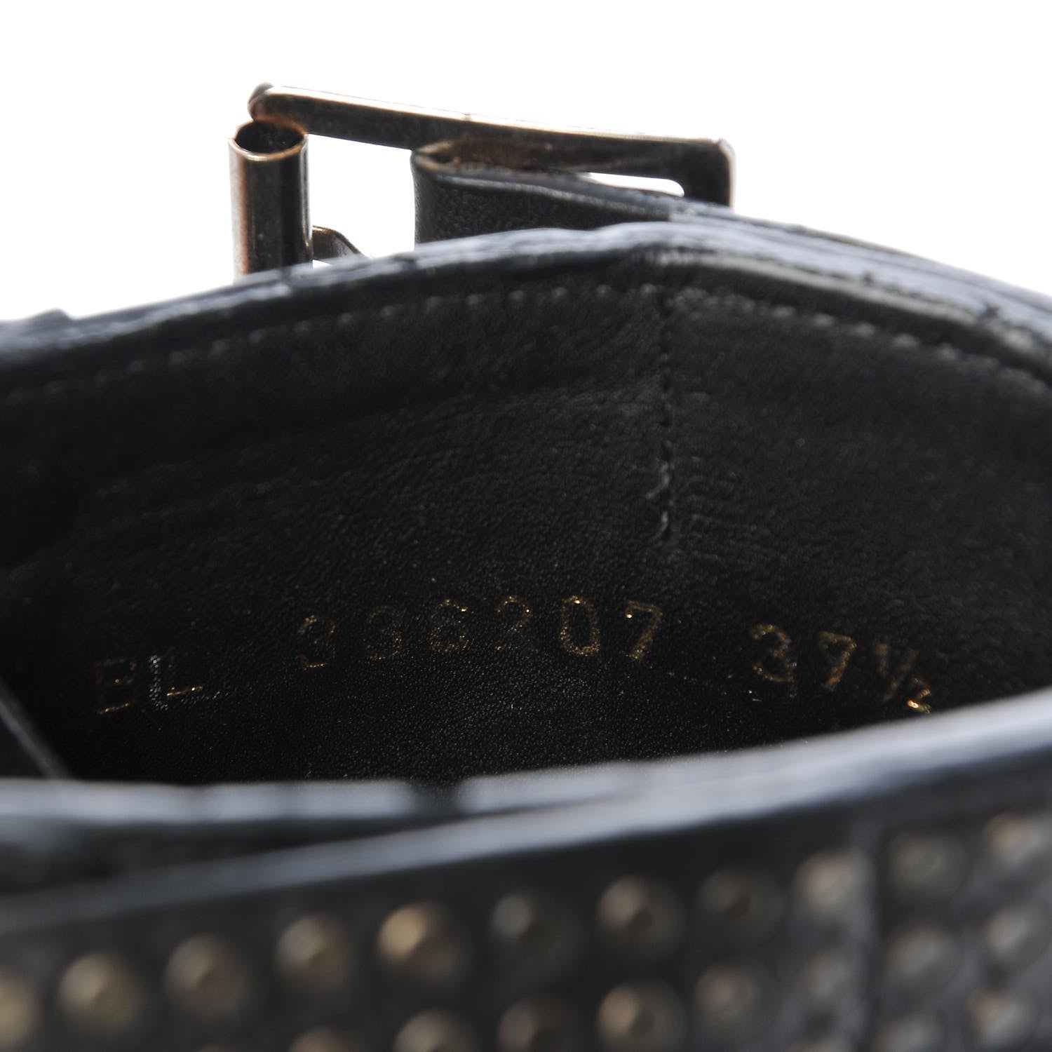 Saint Laurent Smooth Calfskin Studded Strap Ranger Boots 37.5 Black 10 of 16