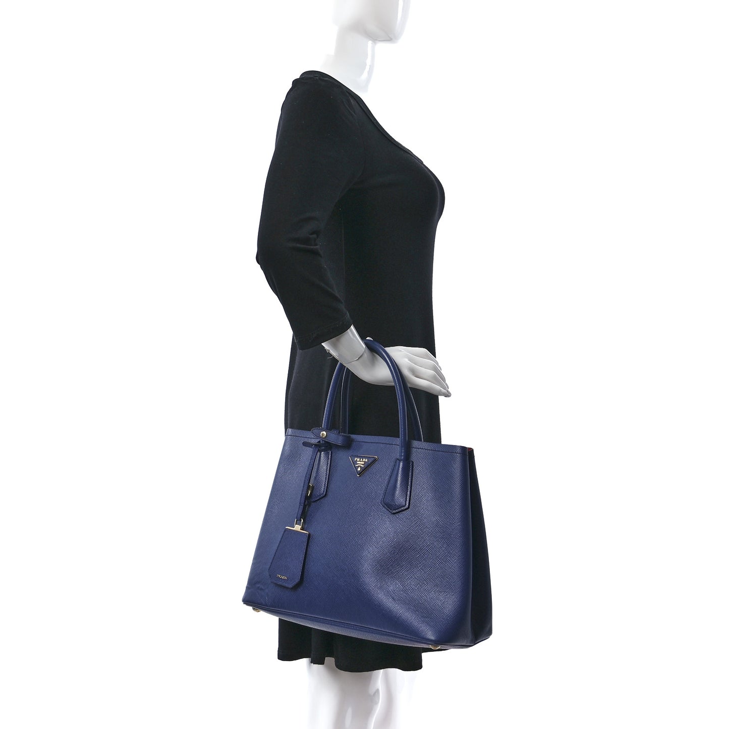 Saffiano Cuir Medium Double Bag Bleuette Rosso