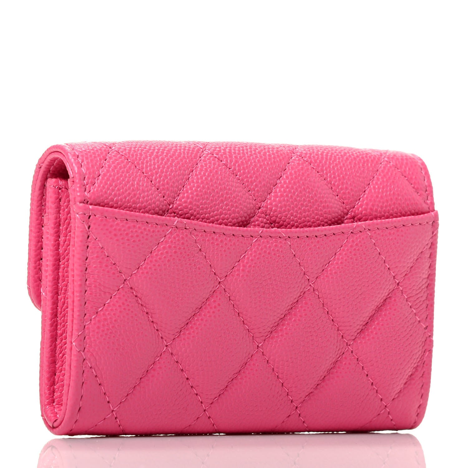 Chanel Caviar Quilted Flap Card Holder Wallet Pink 3 of 9