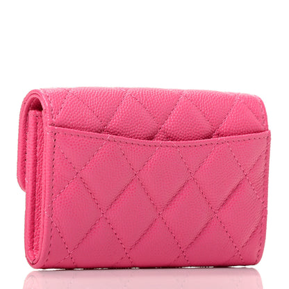 Chanel Caviar Quilted Flap Card Holder Wallet Pink 3 of 9
