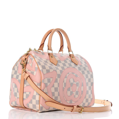 Louis Vuitton Damier Azur Tahitienne Speedy Bandouliere 30 Rose Ballerine 3 of 9