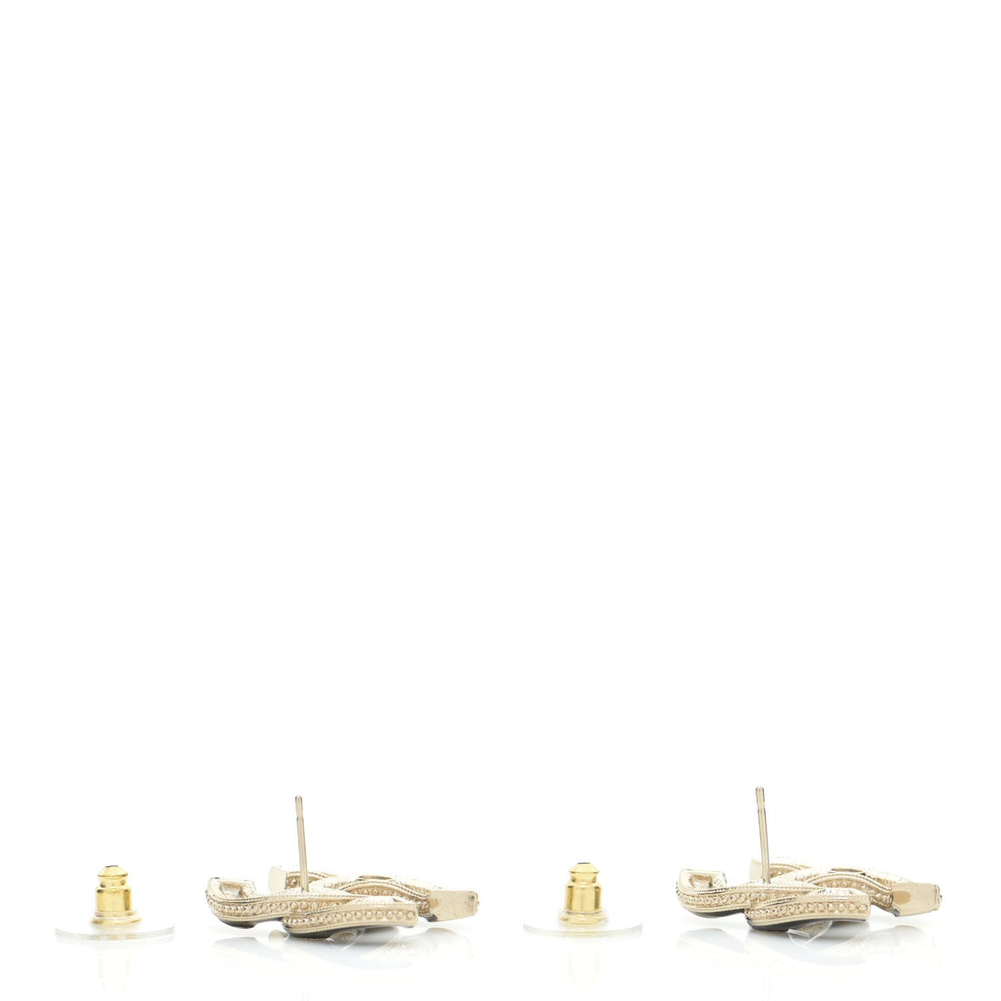 Enamel CC Earrings Black Gold