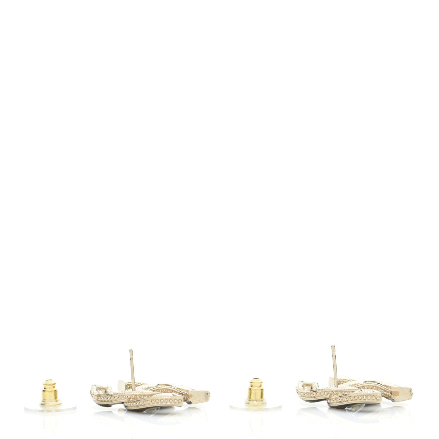 Chanel Enamel CC Earrings Black Gold 3 of 5
