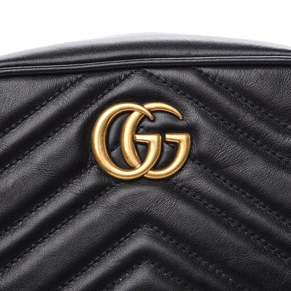 Gucci Calfskin Matelasse Mini GG Marmont Chain Shoulder Bag Black 7 of 9