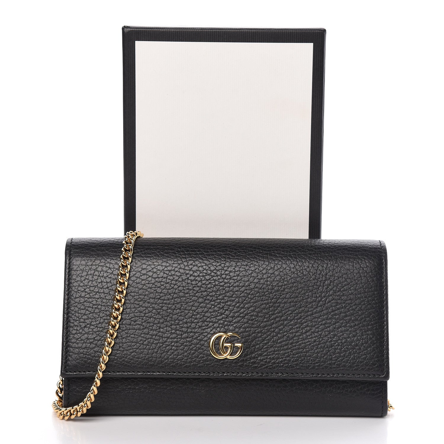 Gucci Calfskin Petite GG Marmont Wallet Chain Bag Black 12 of 12