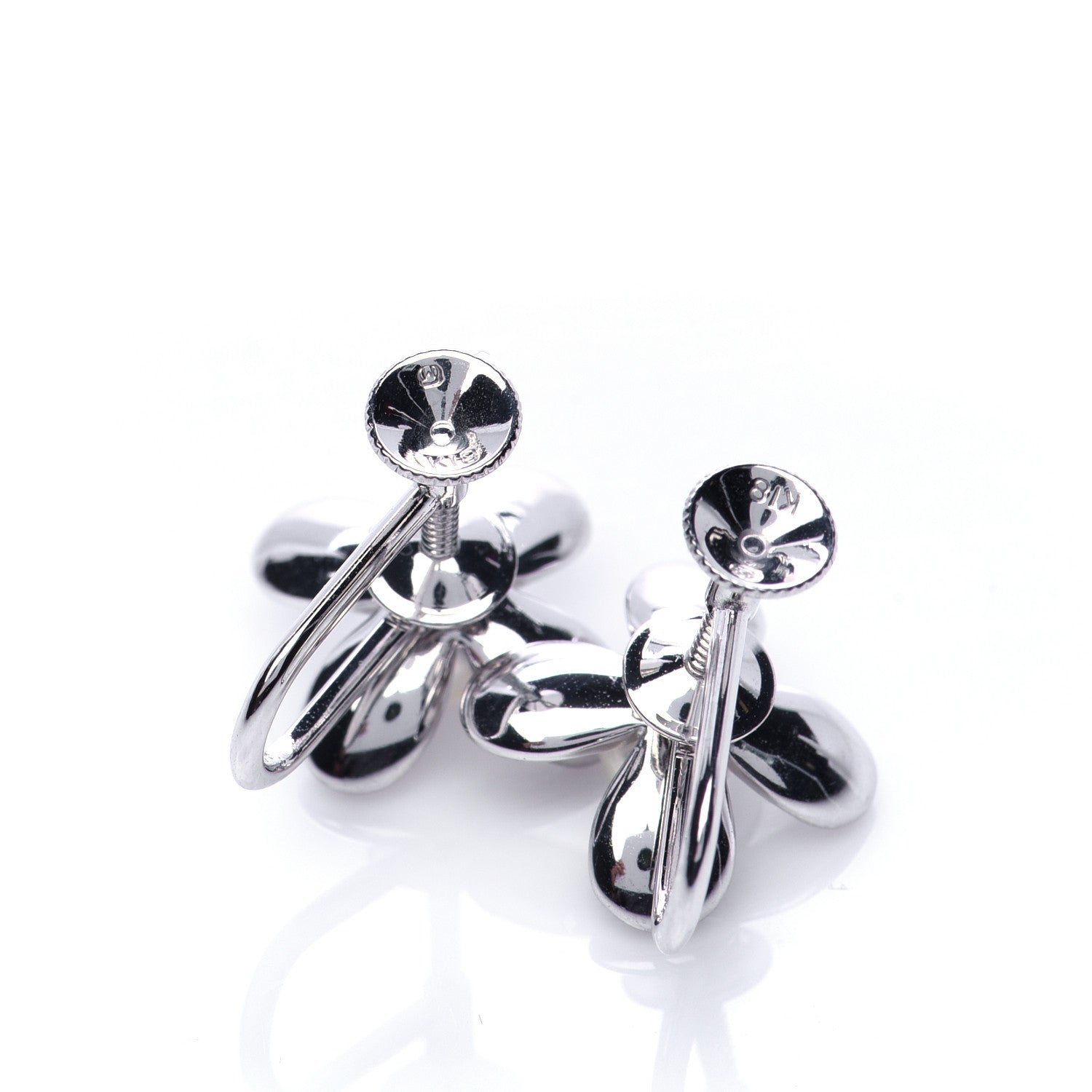 Mikimoto 18K White Gold 4.5mm Akoya Pearl Flower Screw-Back Earrings 5 of 5