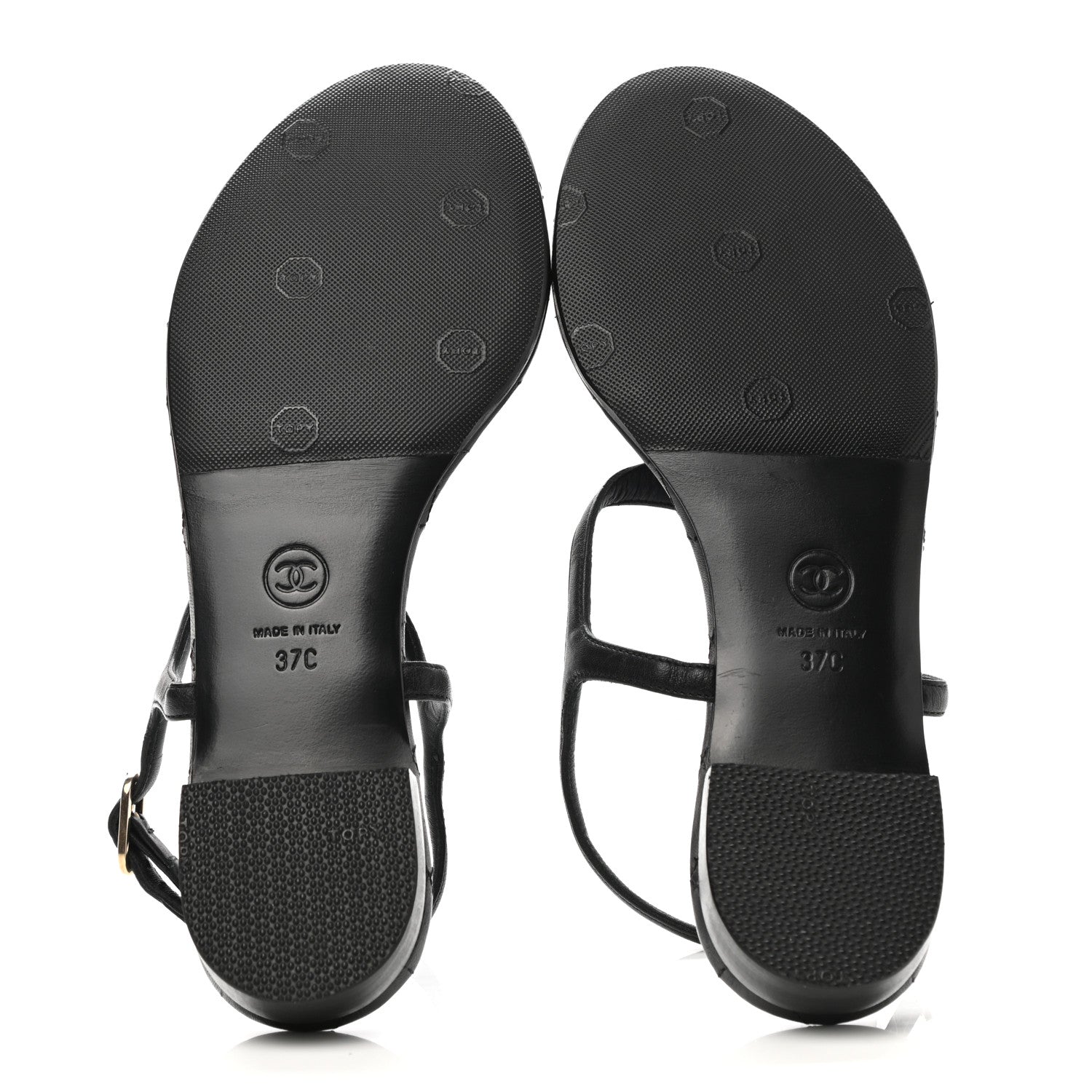 Chanel Calfskin Paris Dallas Quilted Star CC Thong Sandals 37 Black 7 of 8