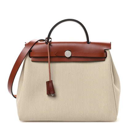 Hermes Military Toile Vache Hunter Herbag Zip 31 PM Beton Rouge H 1 of 12