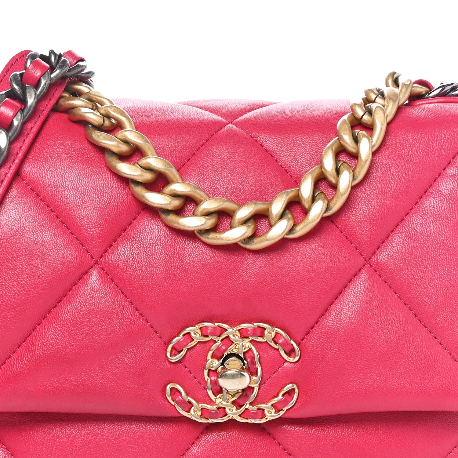 Chanel Lambskin Quilted Medium Chanel 19 Flap Dark Pink 8 of 10