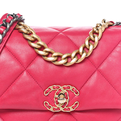 Chanel Lambskin Quilted Medium Chanel 19 Flap Dark Pink 8 of 10