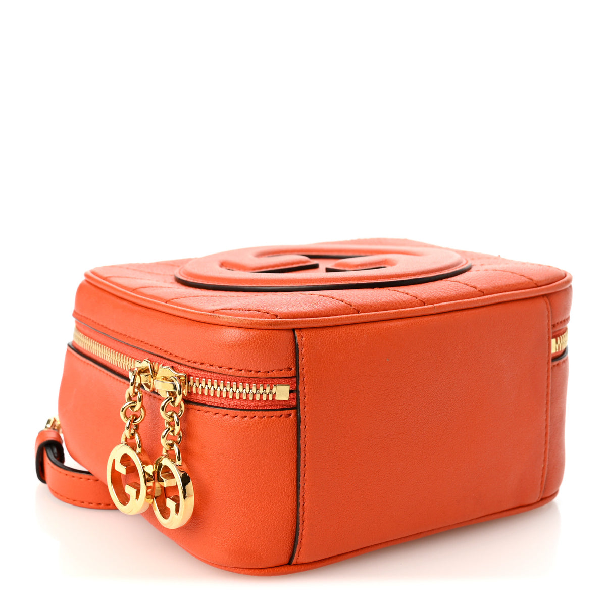 Gucci Sakai Be Green Calfskin Diagonal Stitched Blondie Top Handle Bag Orange 4 of 11