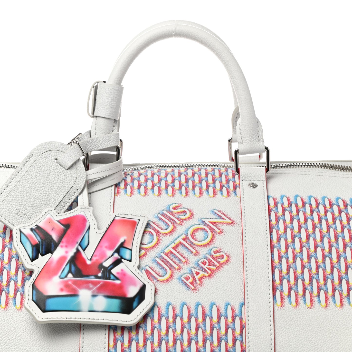 Cowhide Damier Spray Keepall Bandouliere 50B White