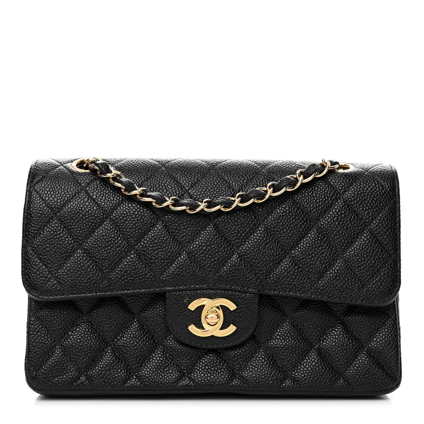 Caviar Quilted Small Double Flap Black