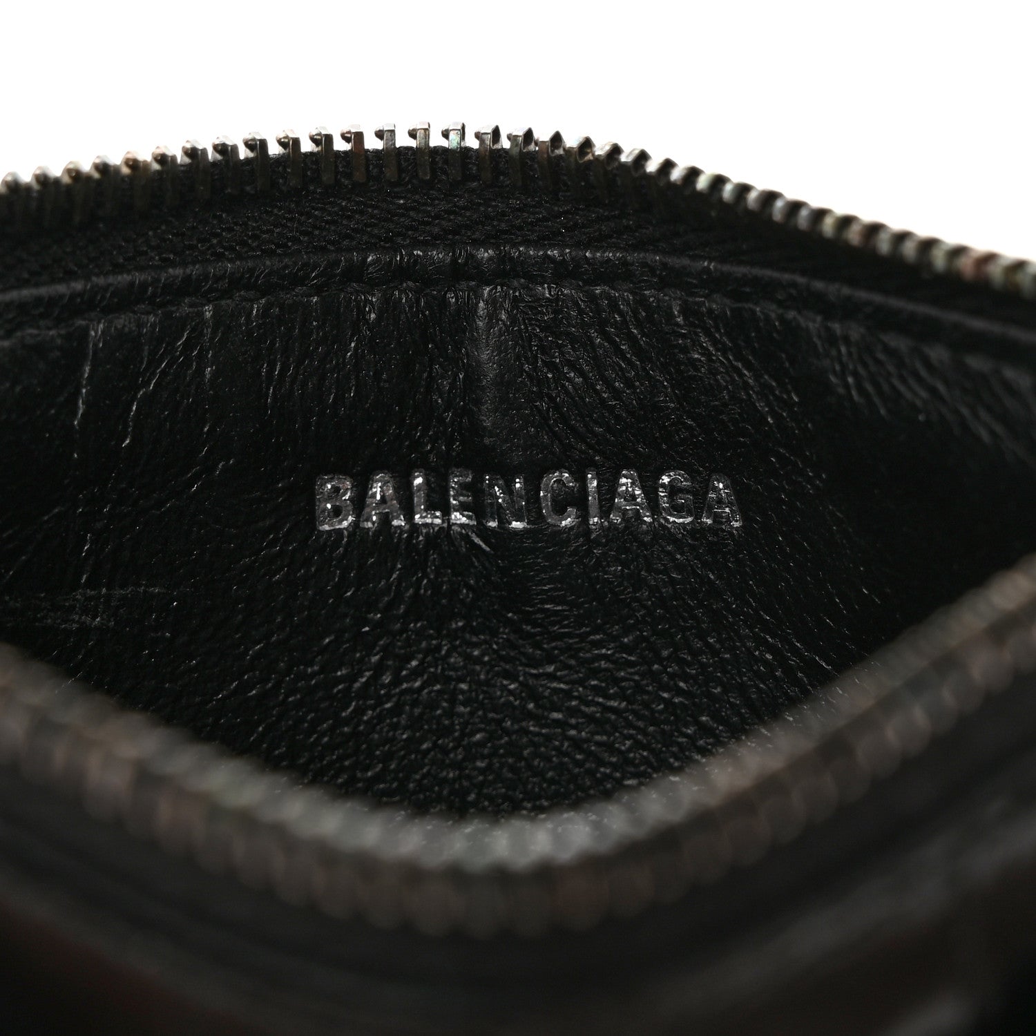 Balenciaga Shiny Calfskin Monochrome Crocodile Embossed Hourglass Long Coin Case Card Holder Black 6 of 7