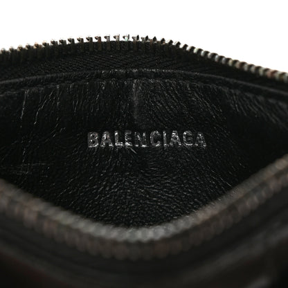 Balenciaga Shiny Calfskin Monochrome Crocodile Embossed Hourglass Long Coin Case Card Holder Black 6 of 7