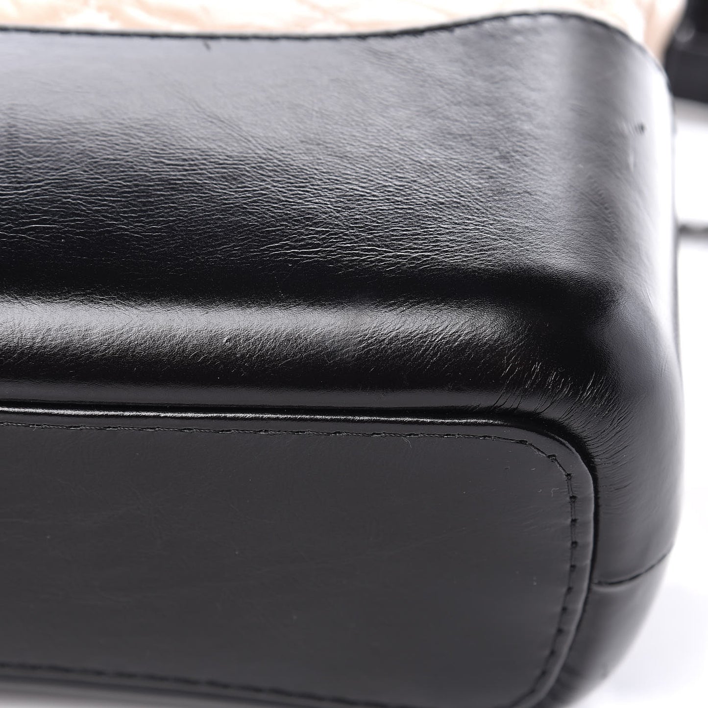 Aged Calfskin Quilted Medium Gabrielle Hobo Beige Black