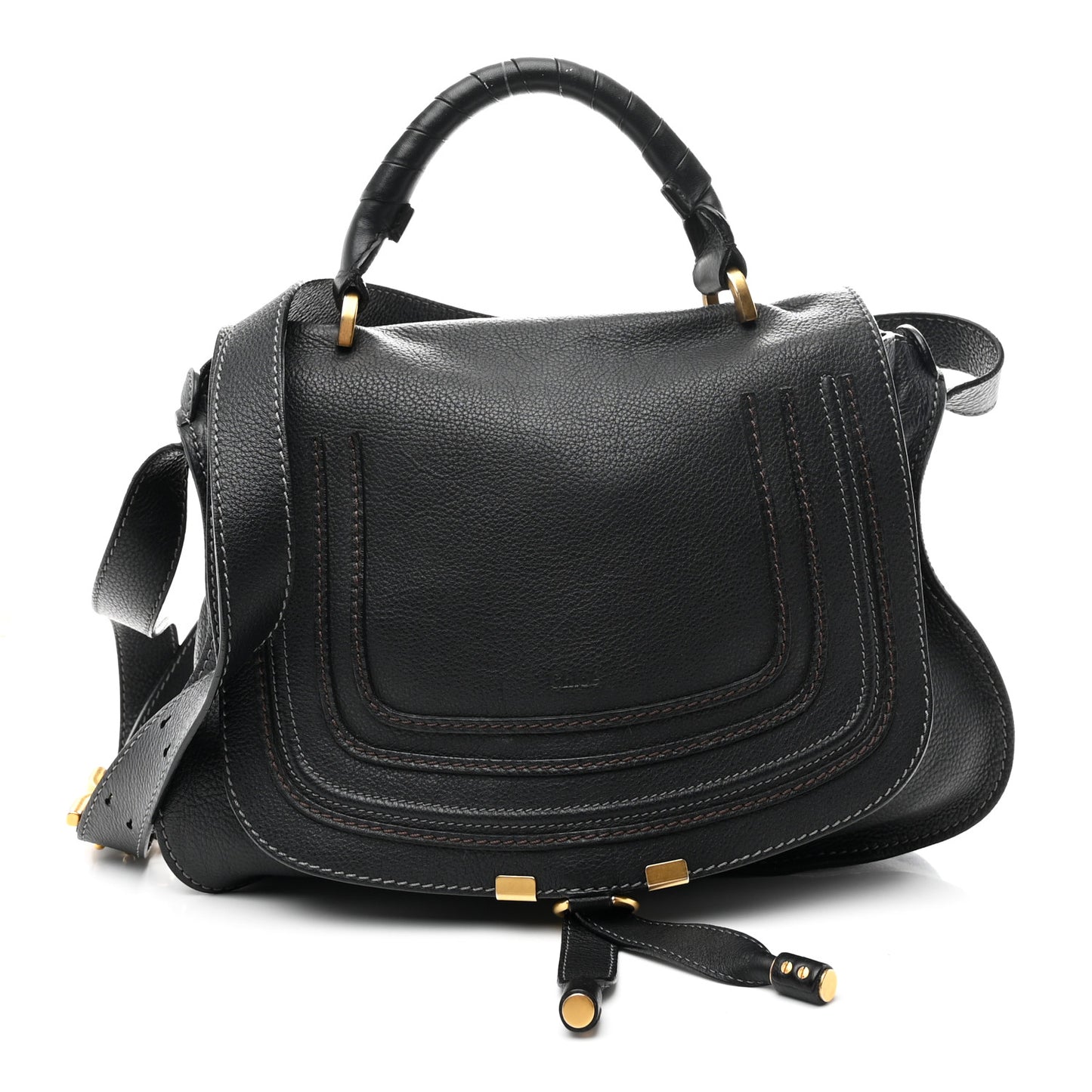 Calfskin Medium Marcie Top Handle Bag Black