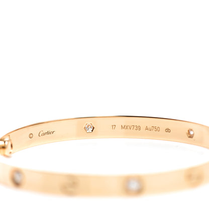 Cartier 18K Yellow Gold 4 Diamond LOVE Bracelet 17 4 of 5