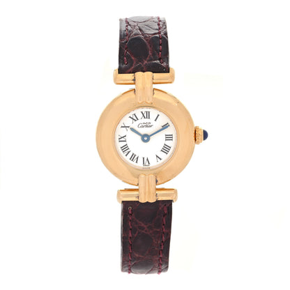 Cartier Sterling Silver Vermeil Alligator 24mm Must de Colisee Quartz Watch Burgundy 1 of 4