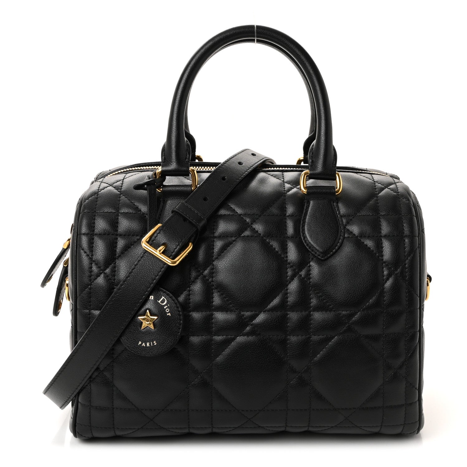 Christian Dior Calfskin Macrocannage Groove 25 Bag Black 1 of 10