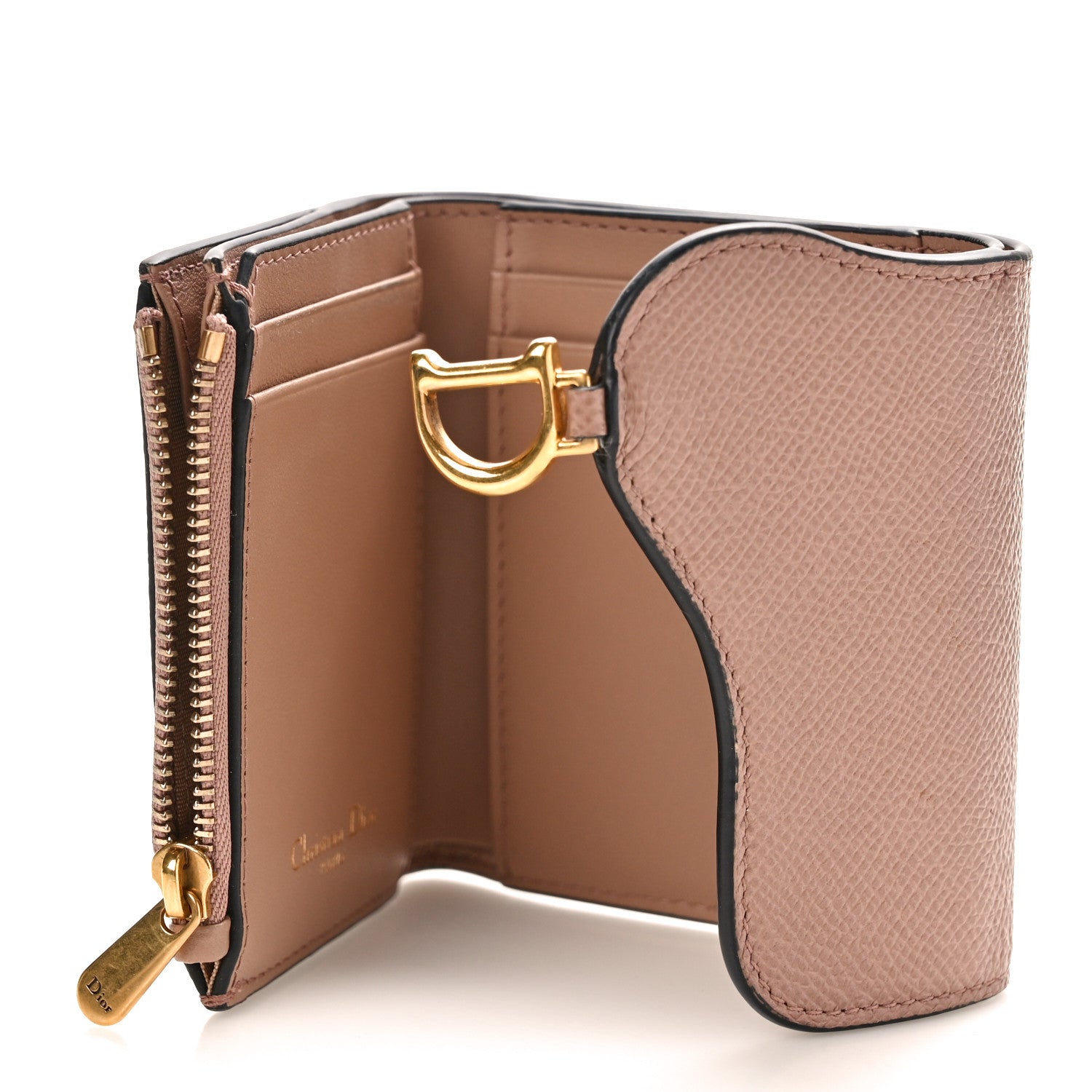 Christian Dior Grained Calfskin Saddle Lotus Wallet Blush 5 of 8