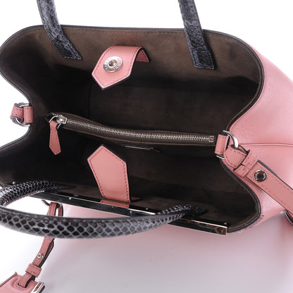 Fendi Vitello Dolce Elaphe Monster Petite 2Jours Tote Bois de Rose Naturale 6 of 8