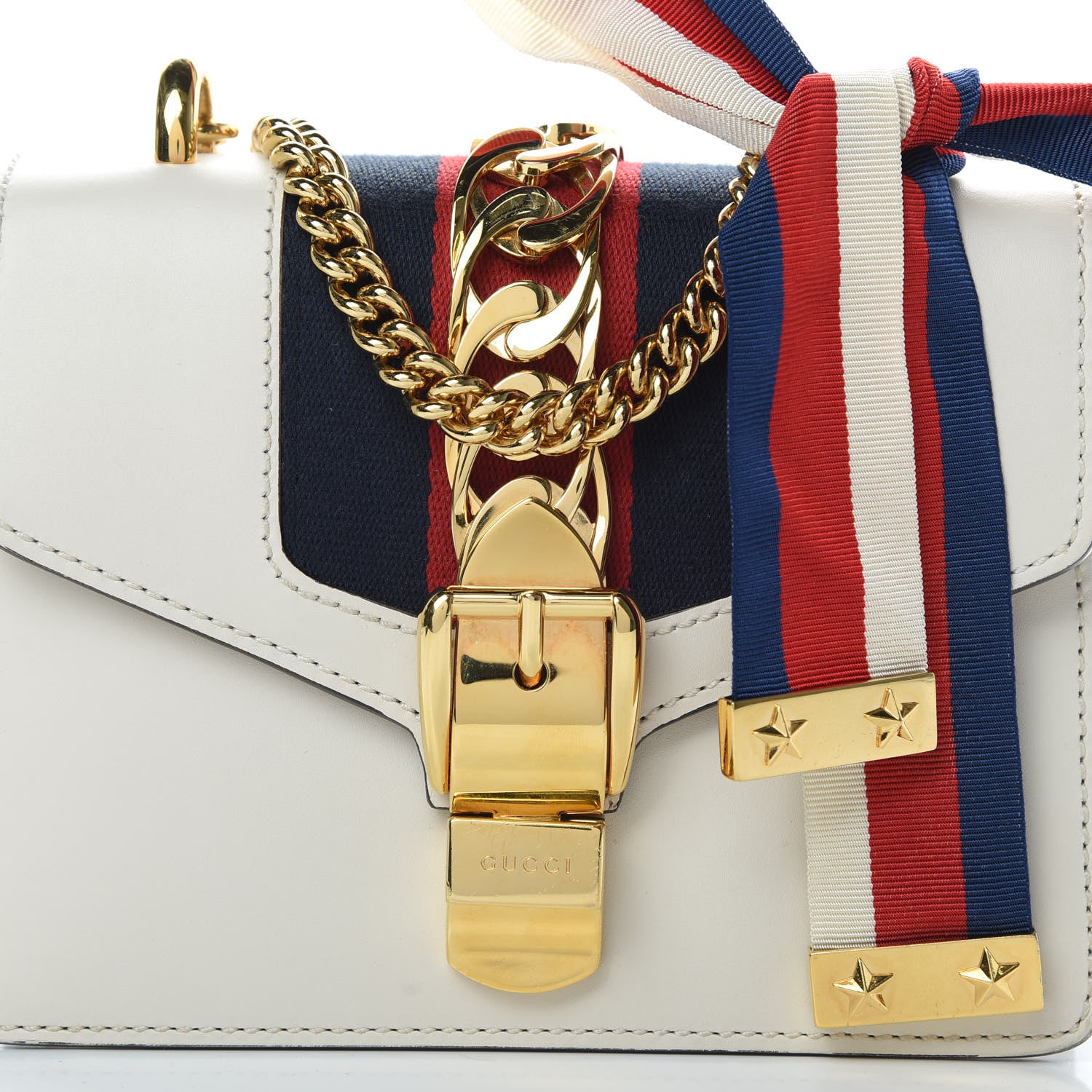 Gucci Calfskin Mini Sylvie Chain Shoulder Bag White 8 of 15