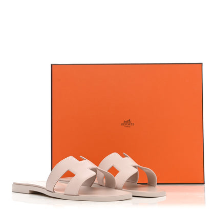 Hermes Box Calfskin Oran Sandals 37 Rose Pale 9 of 9