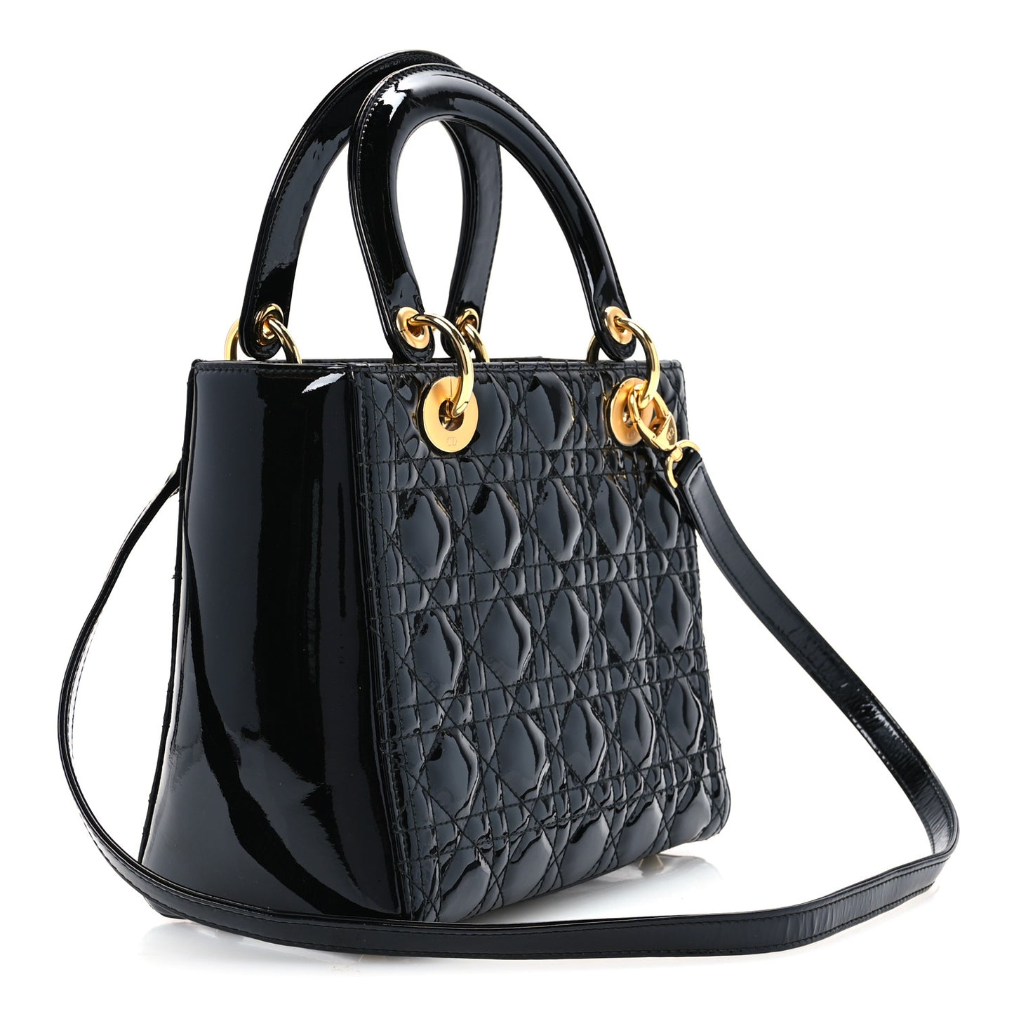 Patent Cannage Medium Lady Dior Black