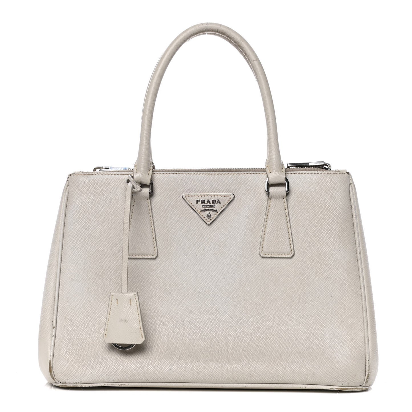 Saffiano Small Galleria Double Zip Tote Talco
