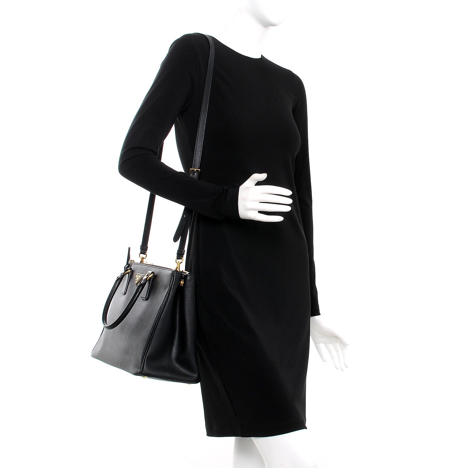Prada Saffiano Medium Galleria Double Zip Tote Black 2 of 9