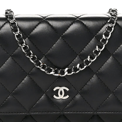 Chanel Lambskin Quilted Wallet On Chain WOC Black 10 of 13