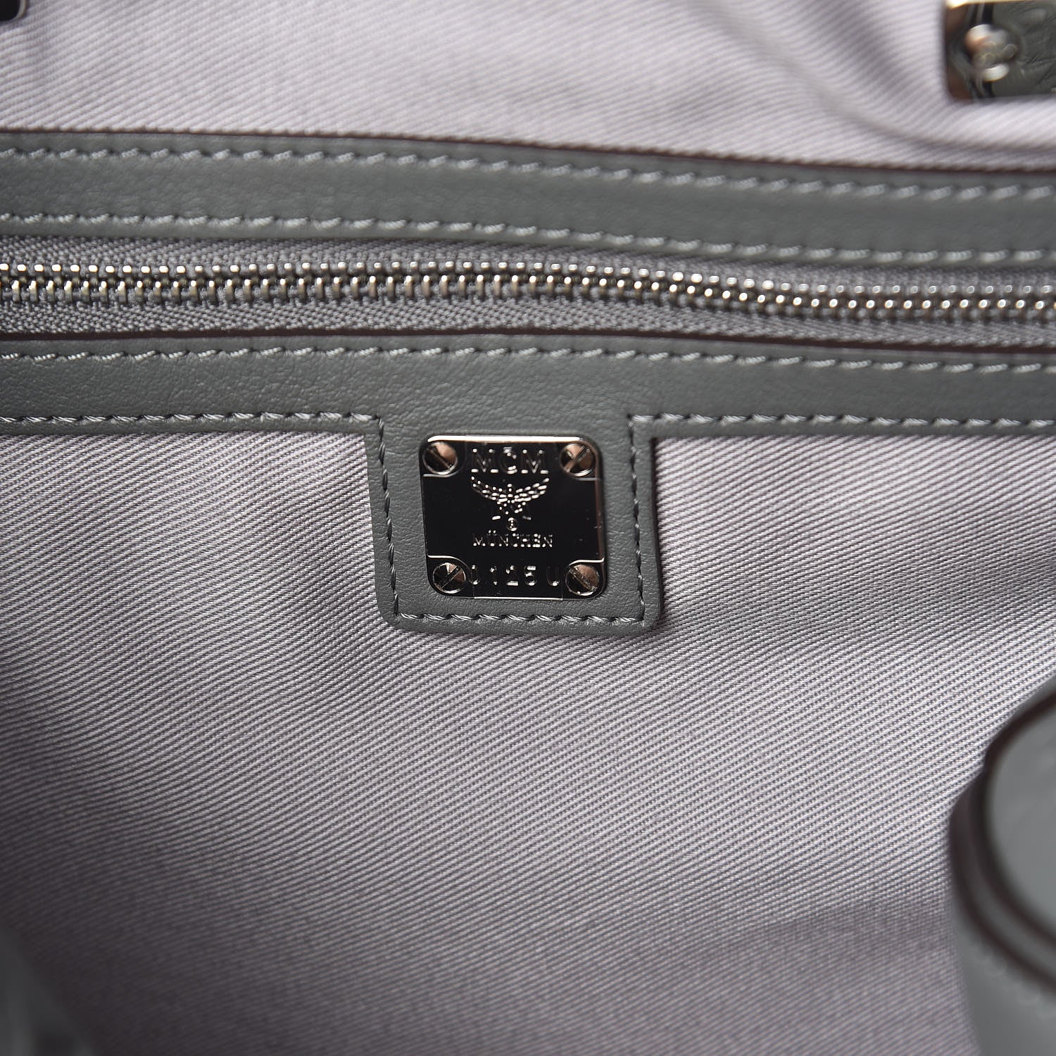 MCM Calfskin Ottomar Monogram Essential Boston Bag Grey 8 of 12