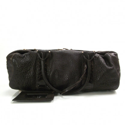 Balenciaga Lambskin Ostrich Medium Whistle Satchel Brown 1 of 8
