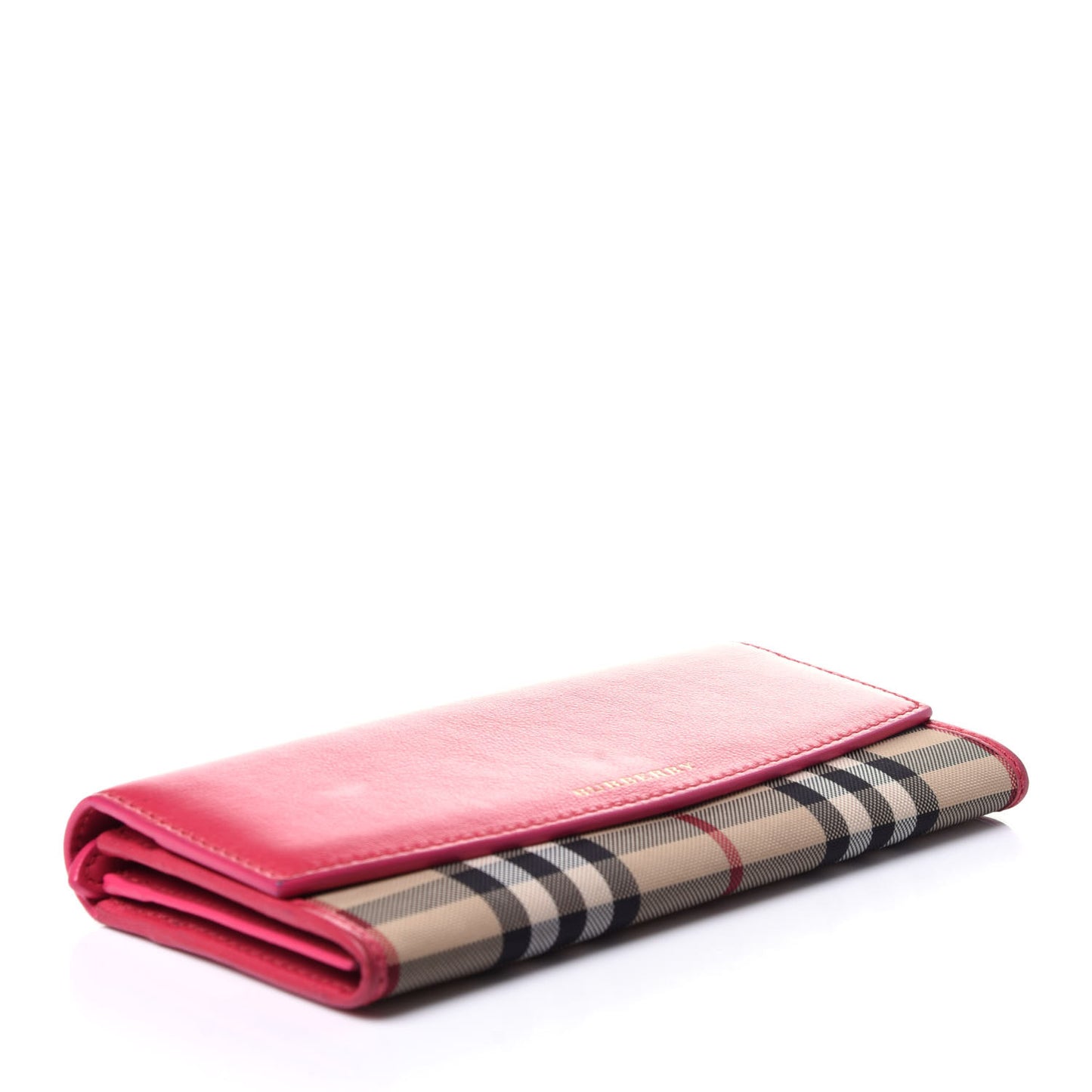 Calfskin Horseferry Check Porter Continental Wallet Crimson Pink