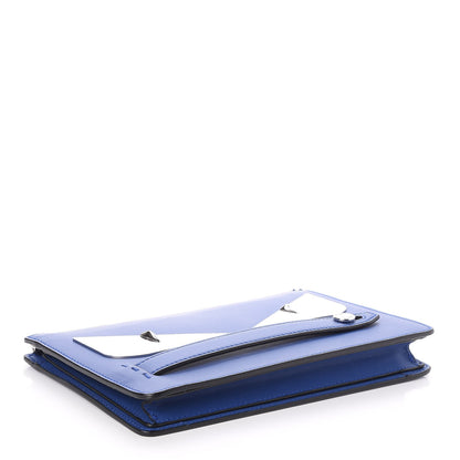 Fendi Vitello Century Metal Monster Eyes Slim Clutch Blue Neon 4 of 7