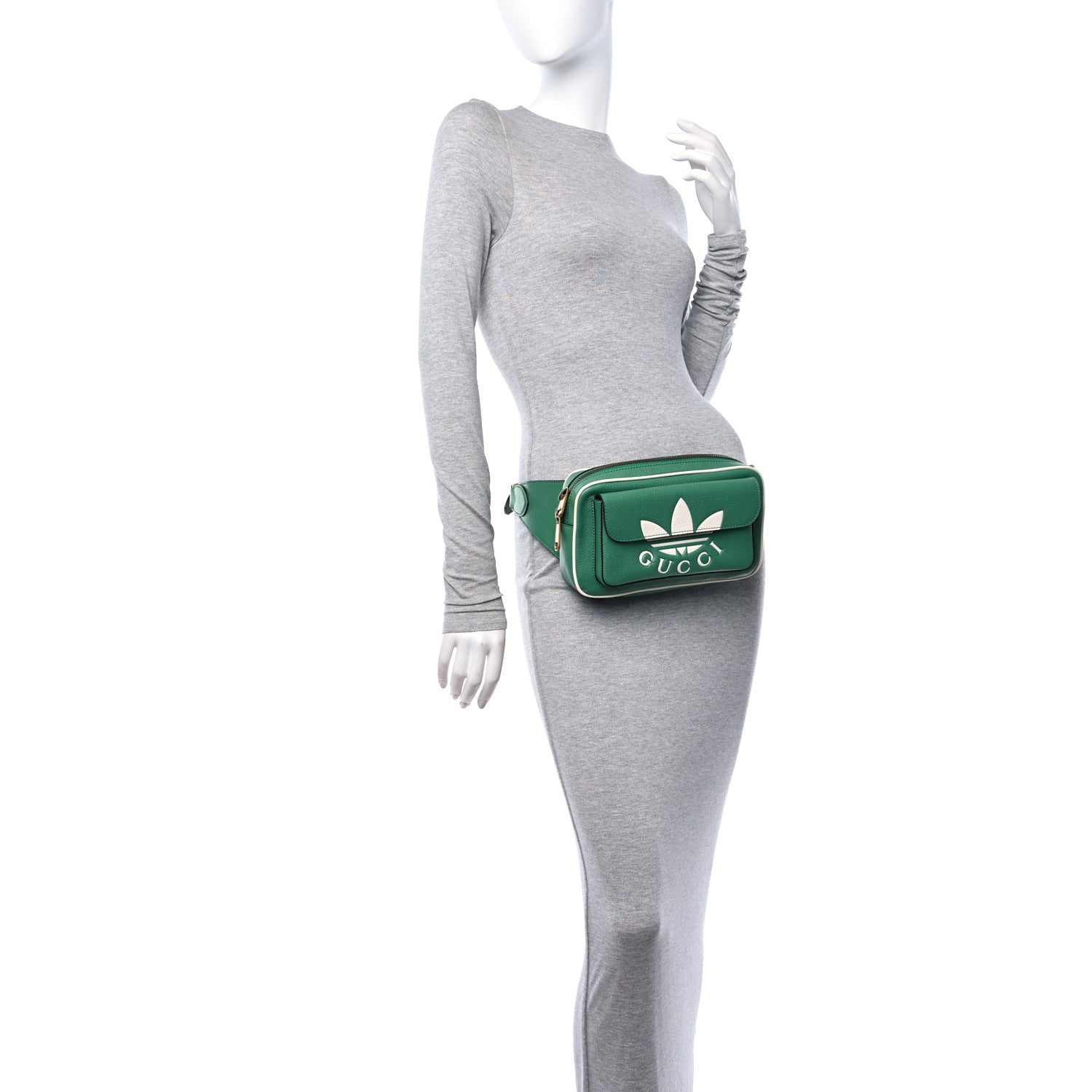 Gucci X ADIDAS Textured Dollar Calfskin Belt Bag Green 2 of 12