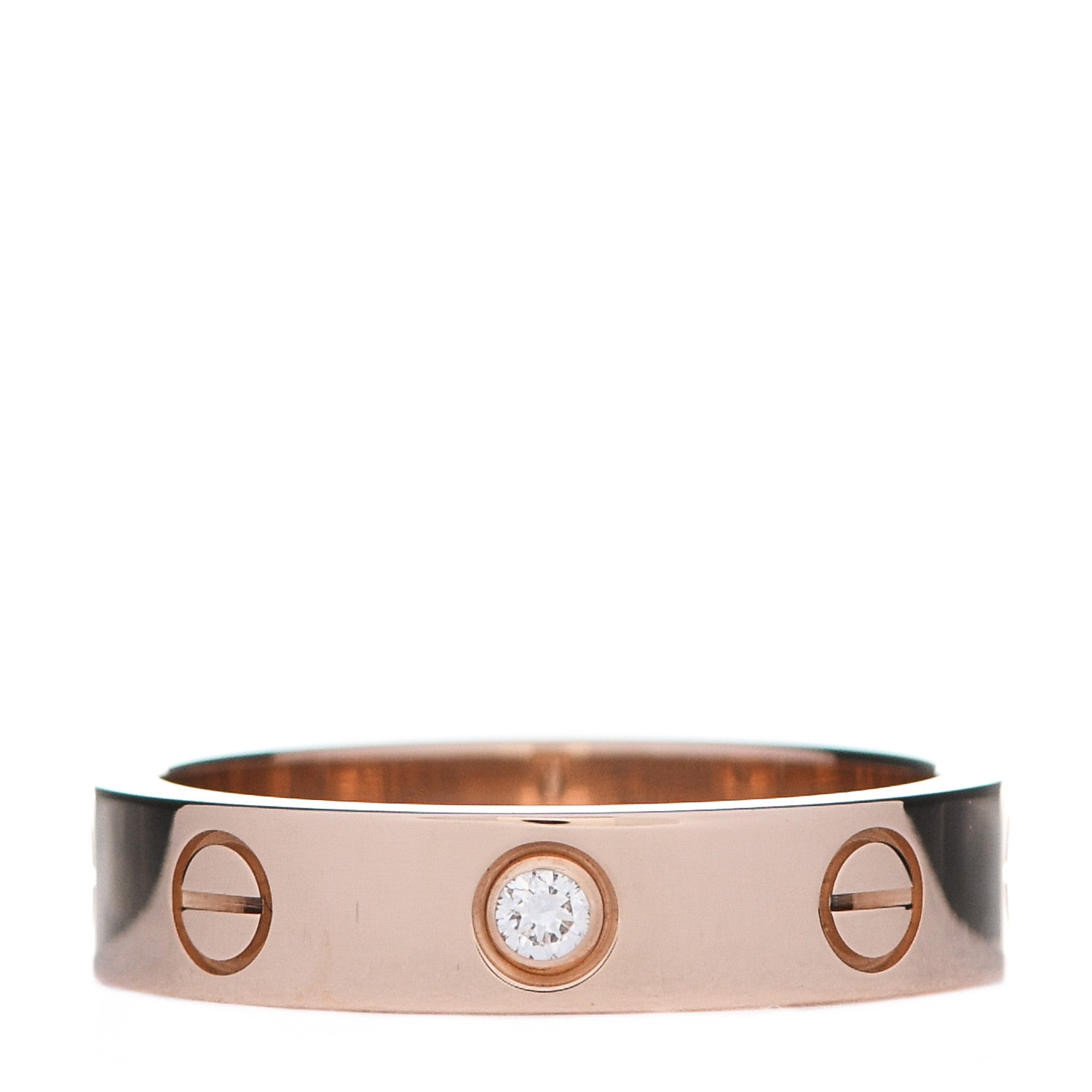 Cartier 18K Pink Gold Diamond 4mm LOVE Wedding Band Ring 49 4.75 1 of 5