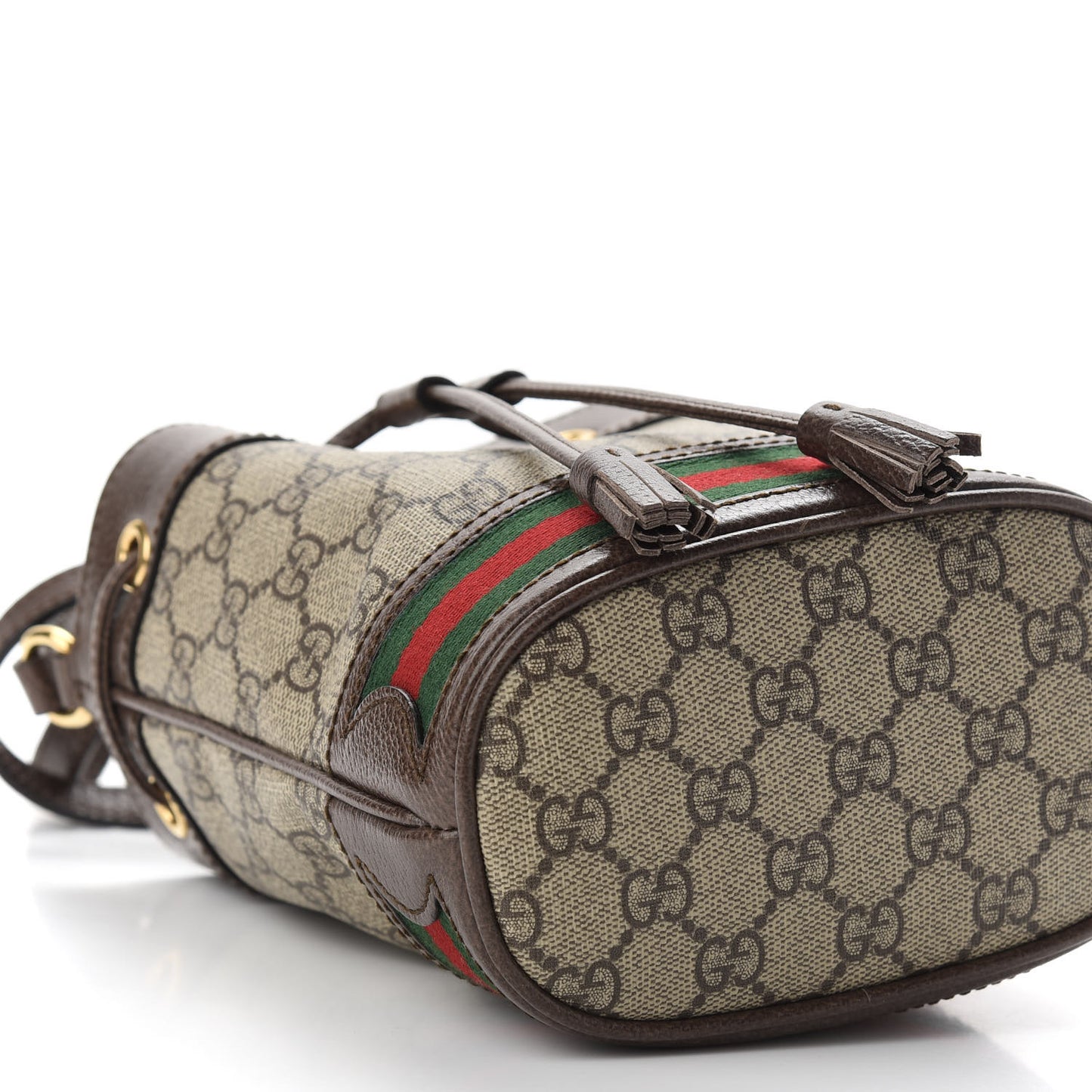 GG Supreme Monogram Web Mini Ophidia Bucket Bag Brown
