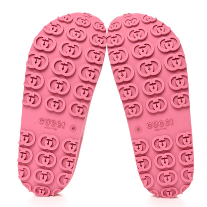 Gucci Glitter Rubber Womens Interlocking G Platform 42mm Slide Sandals 40 Rose 5 of 9