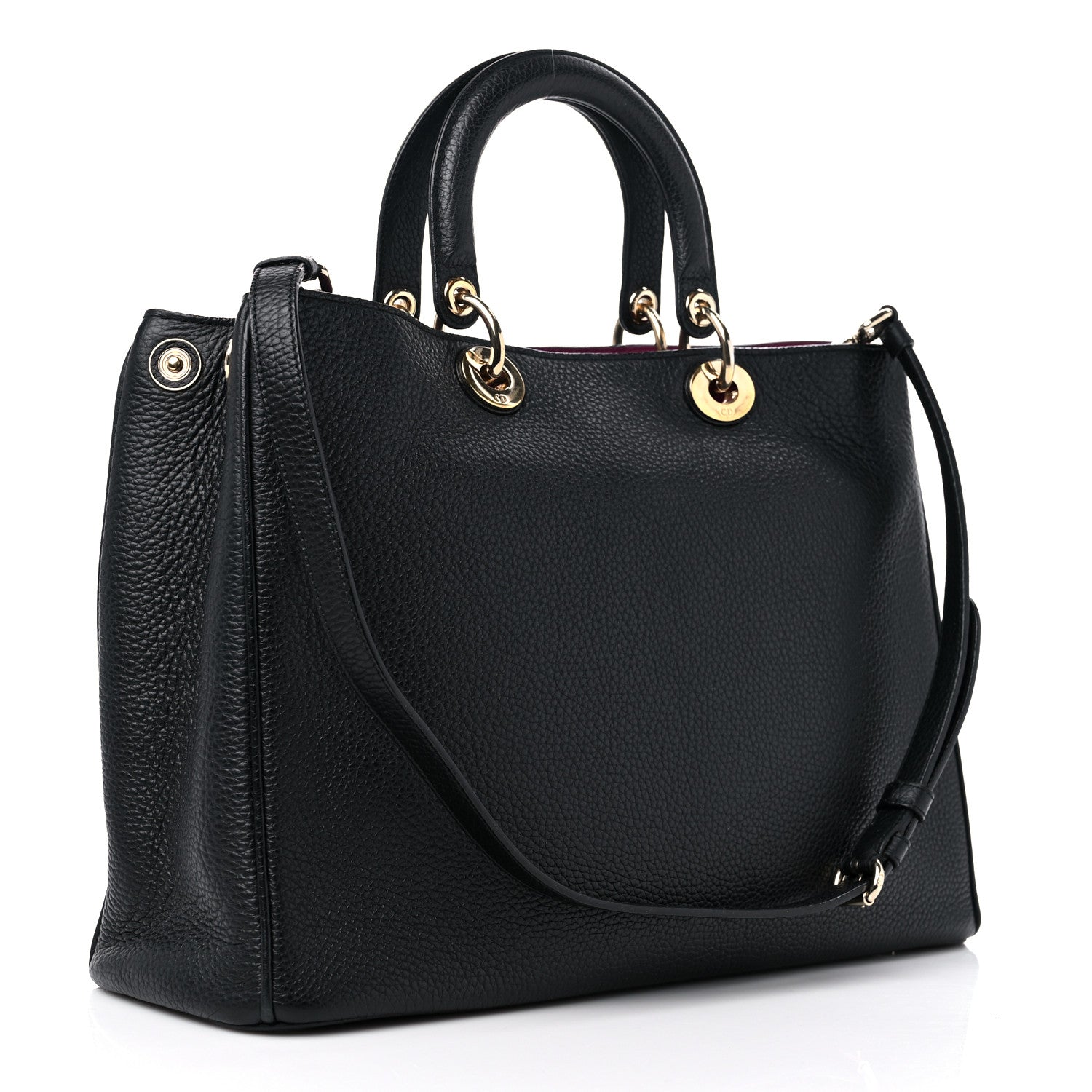Christian Dior Bullcalf Large Diorissimo Tote Black Rose Indien 4 of 16