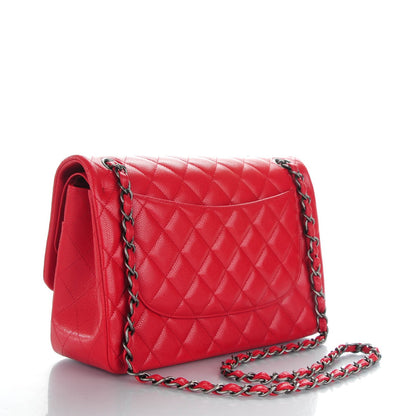 Chanel Caviar Quilted Jumbo Double Flap Red 3 of 9
